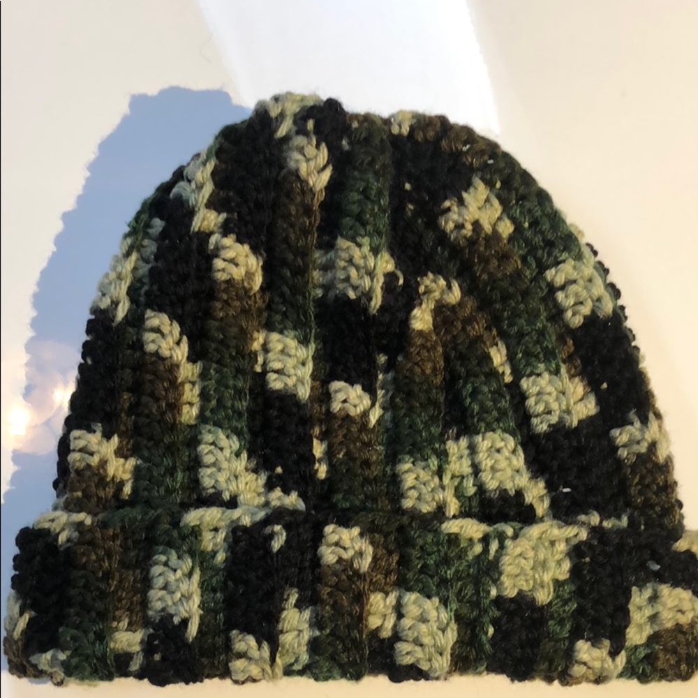Camo men or women’s beanie winter hunting hat New hand crochet by me